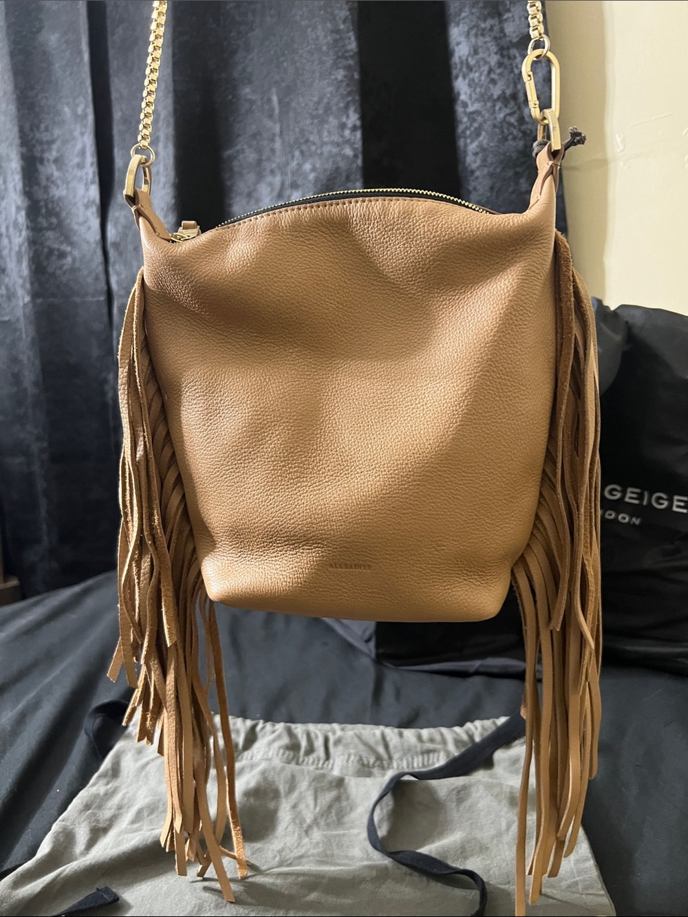 ALL SAINTS Evaline Fringe Crossbody - Palisade Tan - Picture 11 of 11